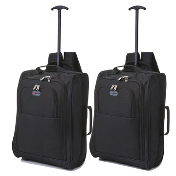 5 Cities (55x35x20cm) Lightweight Cabin Hand Luggage (x2 Set), Fits easyJet (Plus/Flexi/Extra Legroom), Ryanair (Priority), 42L